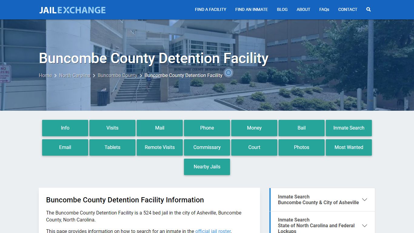 Buncombe County Detention Facility, NC Inmate Search, Information